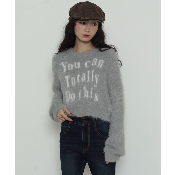 グレー | ロゴシャギーショートニット | WEGO【WOMEN】