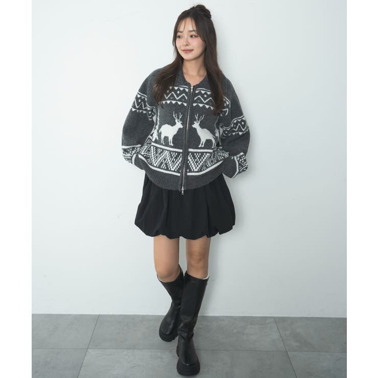 雪柄ダブルジップニット | WEGO【WOMEN】 | 詳細画像3 