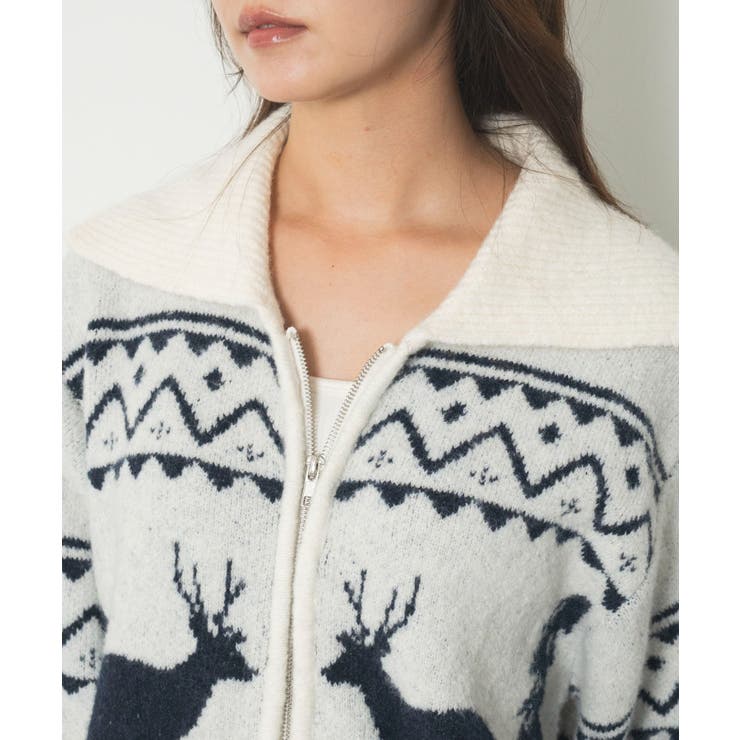 雪柄ダブルジップニット | WEGO【WOMEN】 | 詳細画像4 