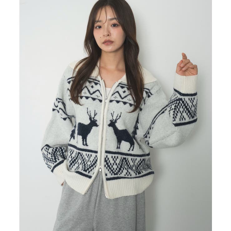 雪柄ダブルジップニット | WEGO【WOMEN】 | 詳細画像8 