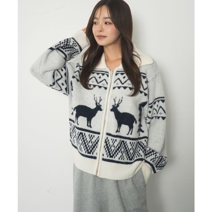雪柄ダブルジップニット | WEGO【WOMEN】 | 詳細画像10 