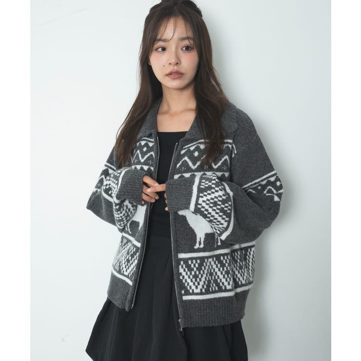 雪柄ダブルジップニット | WEGO【WOMEN】 | 詳細画像15 