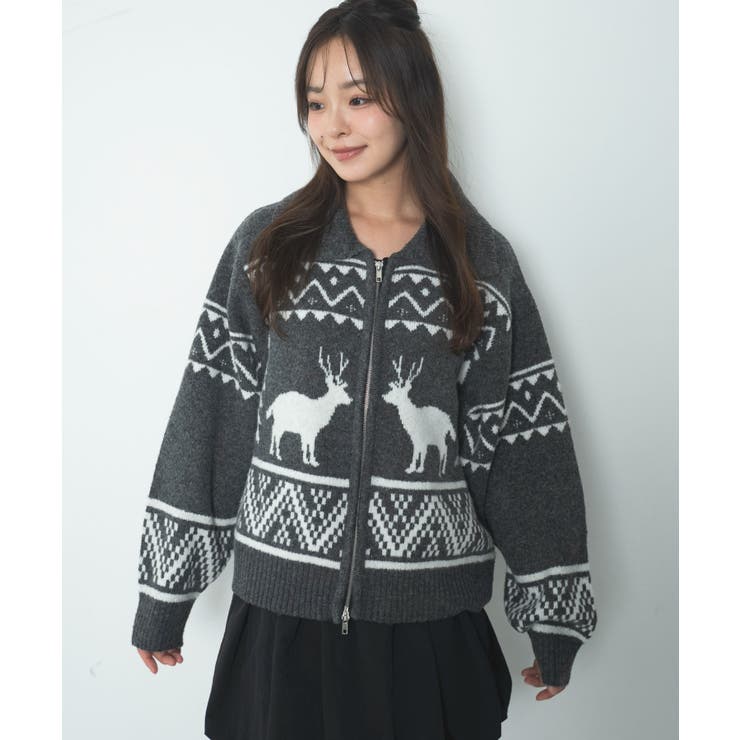 雪柄ダブルジップニット | WEGO【WOMEN】 | 詳細画像16 