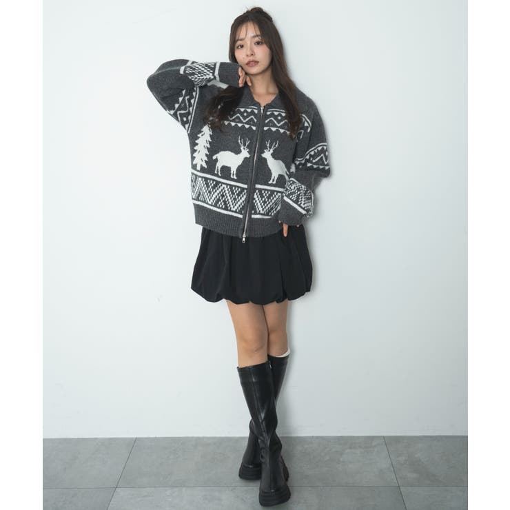 雪柄ダブルジップニット | WEGO【WOMEN】 | 詳細画像17 