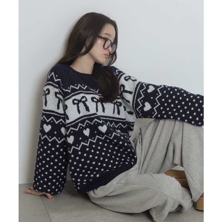 柄5 | フラッフィーグラフィックニットBIGプルオーバー | WEGO【WOMEN】