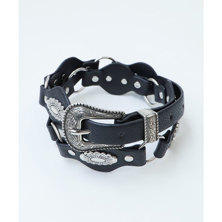 ブラック | Lウエスタンコンチョリングベルト | WEGO【WOMEN】