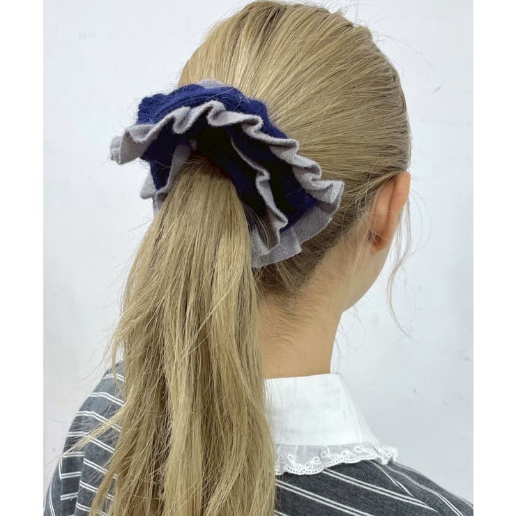 ネイビー | Lフリルパイピングニットシュシュ | WEGO【WOMEN】