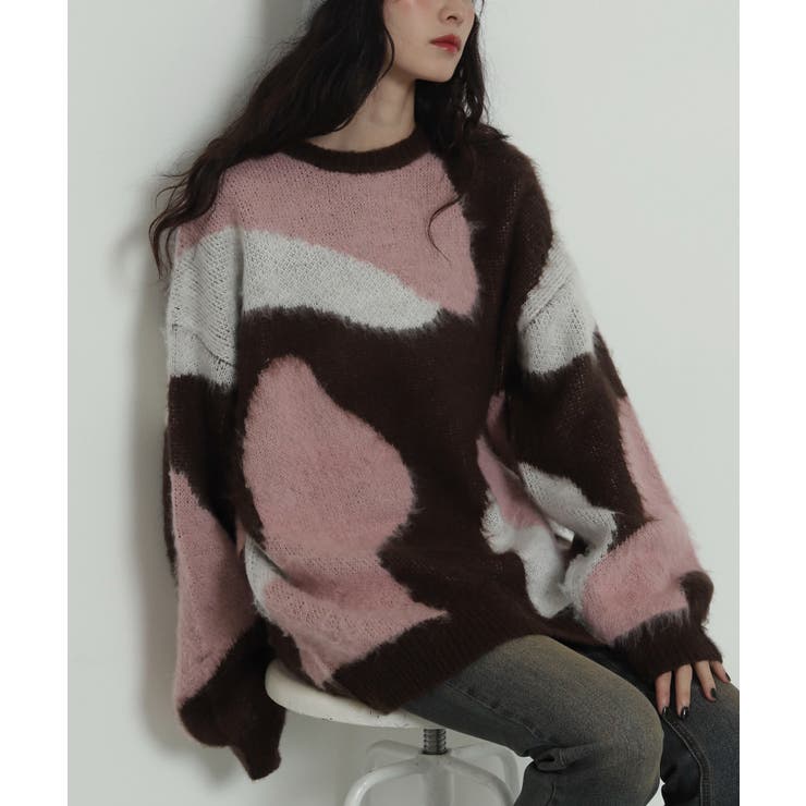 柄2 | シャギーパターンニットBIGプルオーバー | WEGO【WOMEN】