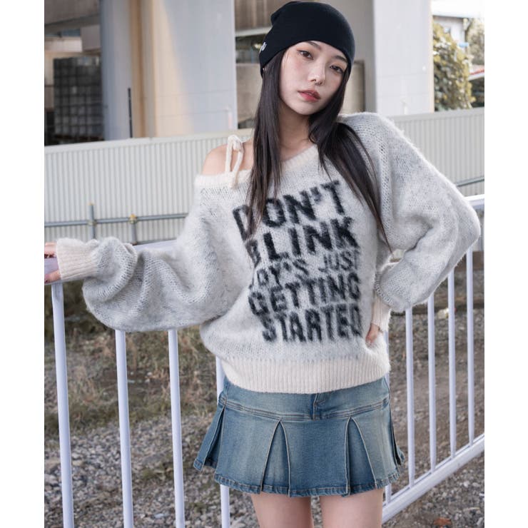 シャギー2WAYグラフィックワンショルニット | WEGO【WOMEN】 | 詳細画像1 