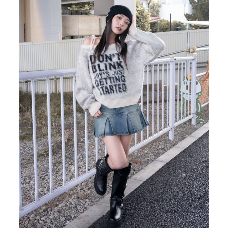 シャギー2WAYグラフィックワンショルニット | WEGO【WOMEN】 | 詳細画像2 
