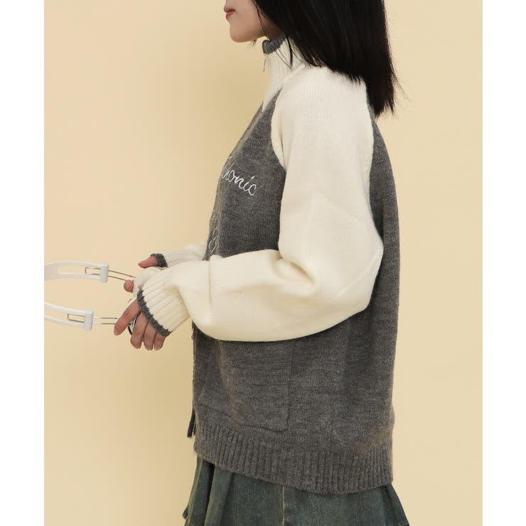 バイカラーニットトラックジャケット | WEGO【WOMEN】 | 詳細画像8 