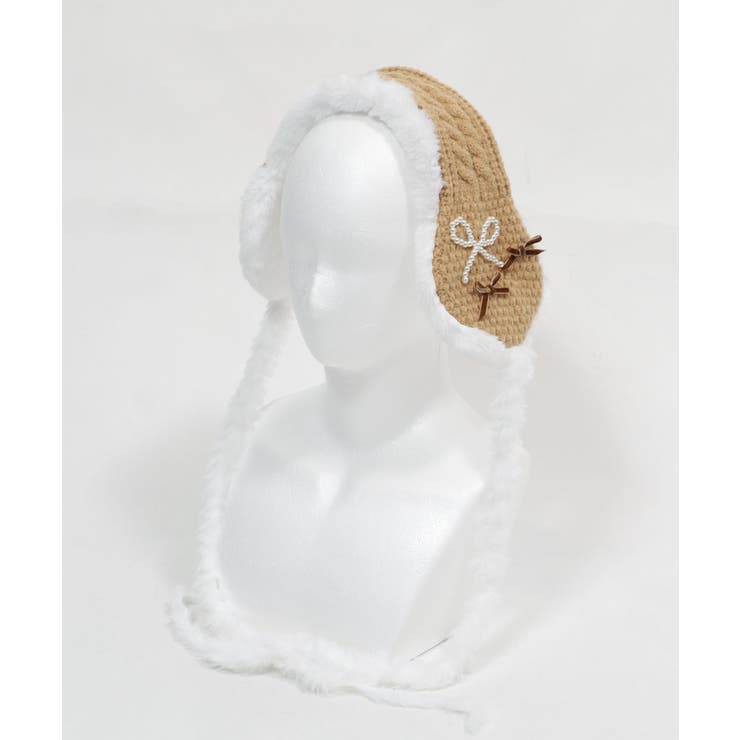 ベージュ | リボンモチーフニットイヤーマフ | WEGO【WOMEN】