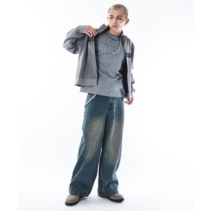 ショートグラフィックニットブルゾン | WEGO【MEN】 | 詳細画像2 