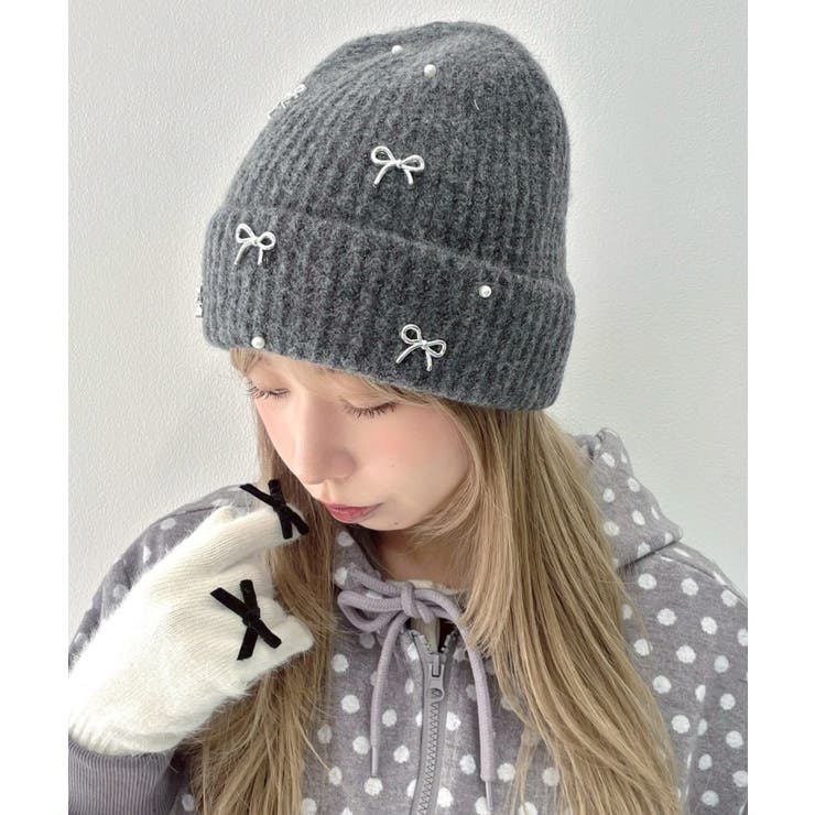 グレー | パールリボンニットキャップ | WEGO【MEN】