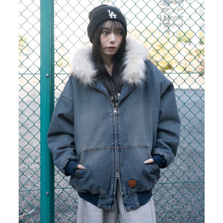 デニムキルトファーフードブルゾン | WEGO【WOMEN】 | 詳細画像9 