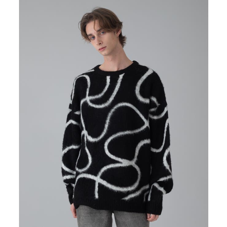 ブラック | ファジーパターンプルオーバー | WEGO【MEN】