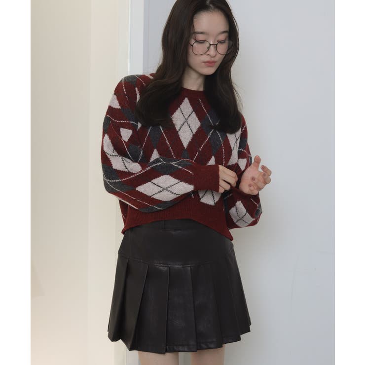 アーガイルニットプルオーバー | WEGO【WOMEN】 | 詳細画像1 