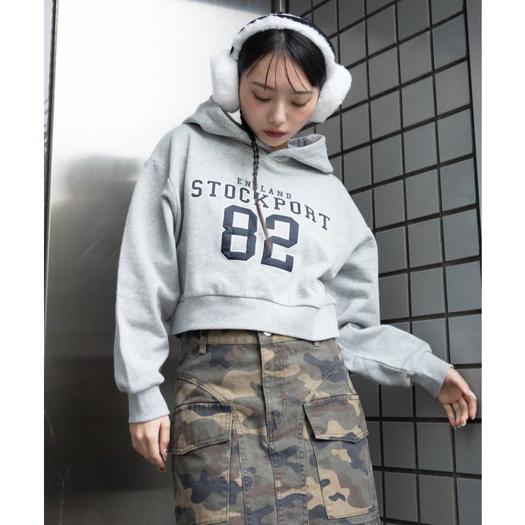 杢グレー | ロゴショートプルパーカー | WEGO【WOMEN】