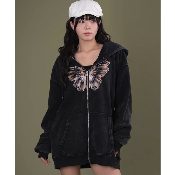 エイジドバタフライジップパーカー | WEGO【WOMEN】 | 詳細画像1 