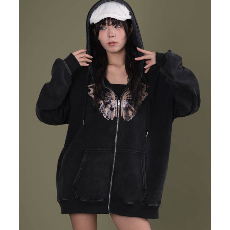エイジドバタフライジップパーカー | WEGO【WOMEN】 | 詳細画像5 