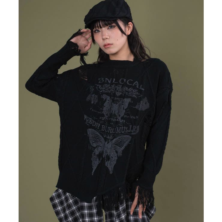 ダメージバタフライフリンジニット | WEGO【WOMEN】 | 詳細画像7 