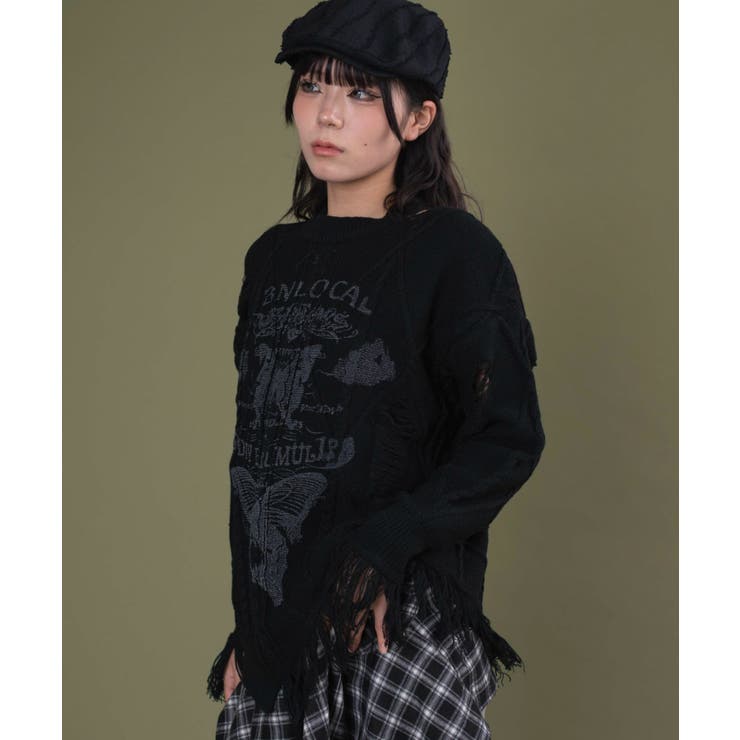 ダメージバタフライフリンジニット | WEGO【WOMEN】 | 詳細画像8 