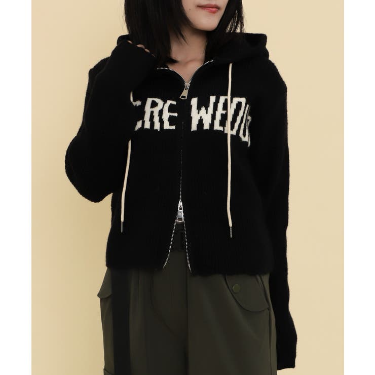 ブラック | ロゴZIPニットパーカー | WEGO【WOMEN】