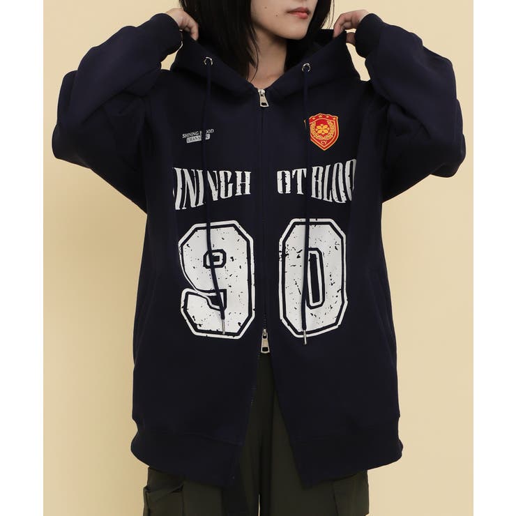 ネイビー | ユニフォームロゴZIPパーカー | WEGO【WOMEN】