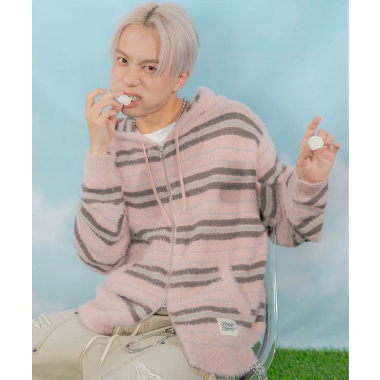 シャギーボーダーニットパーカー | WEGO【MEN】 | 詳細画像6 