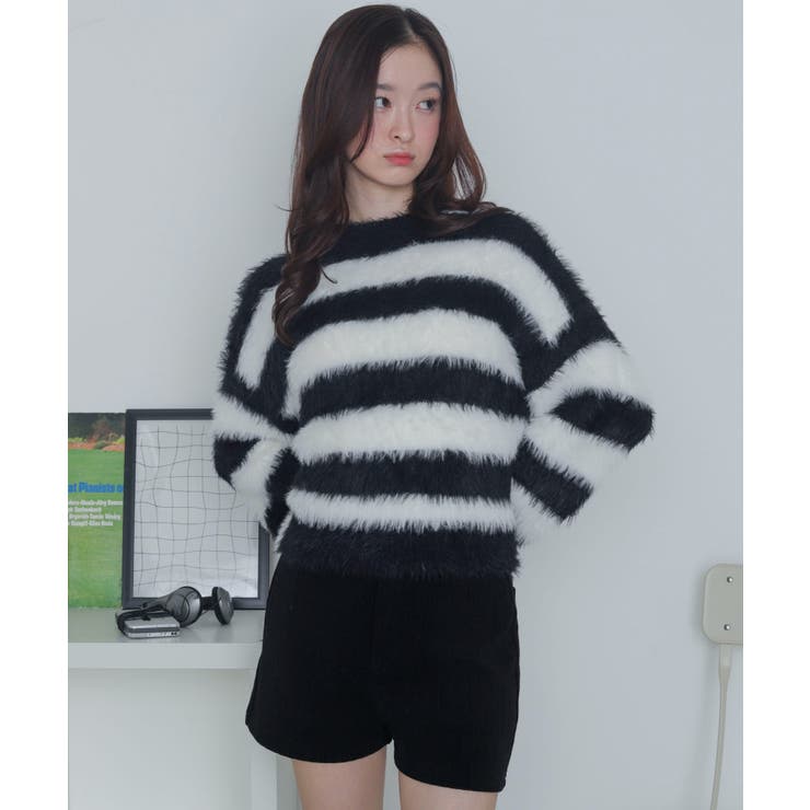 ホワイトボーダー | シャギーニットプルオーバー | WEGO【WOMEN】