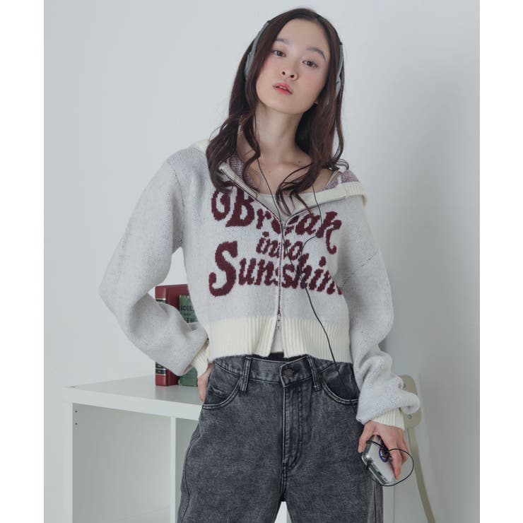 ホワイトアイボリー | フラッフィーグラフィックジャガードニットZIPパーカー | WEGO【WOMEN】