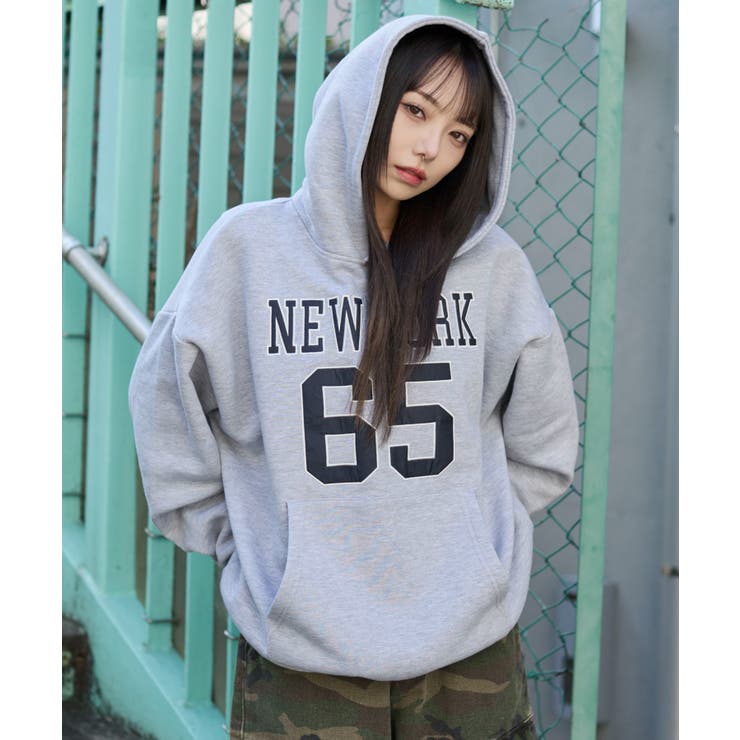 杢グレー | 裏起毛グラフィックビッグプルパーカー | WEGO【WOMEN】