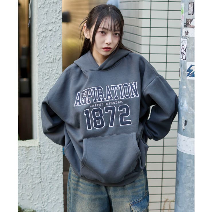 ダークグレー | 裏起毛グラフィックビッグプルパーカー | WEGO【WOMEN】