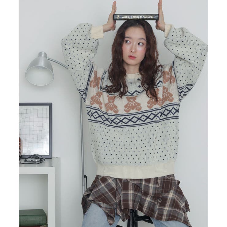 ホワイト | ノルディックベアニットプルーバー | WEGO【WOMEN】