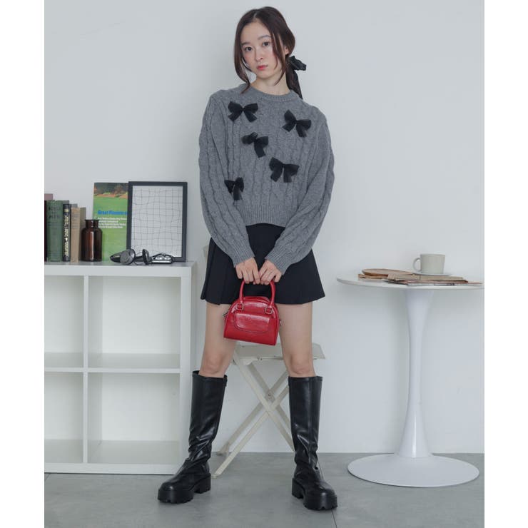 チュールリボンケーブルニット | WEGO【WOMEN】 | 詳細画像2 