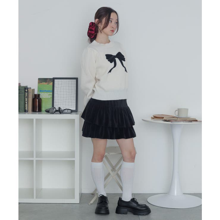 ベロアリボンアップリケタックスリーブニット | WEGO【WOMEN】 | 詳細画像16 