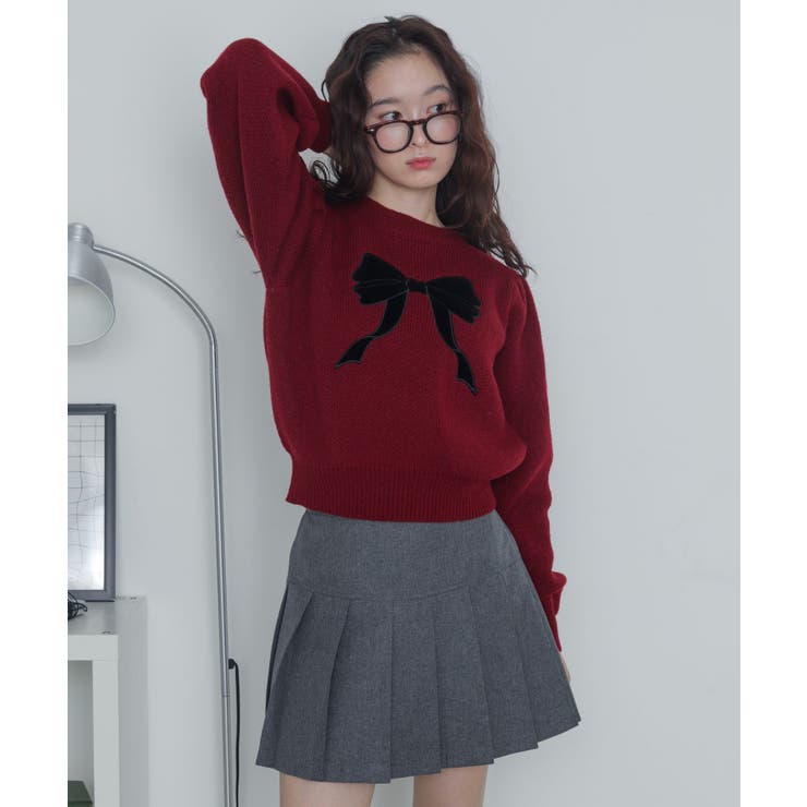 ベロアリボンアップリケタックスリーブニット | WEGO【WOMEN】 | 詳細画像18 