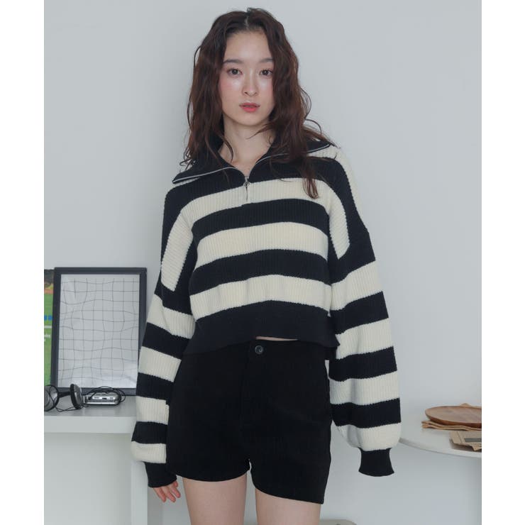 ハーフジップニットプルオーバー | WEGO【WOMEN】 | 詳細画像1 