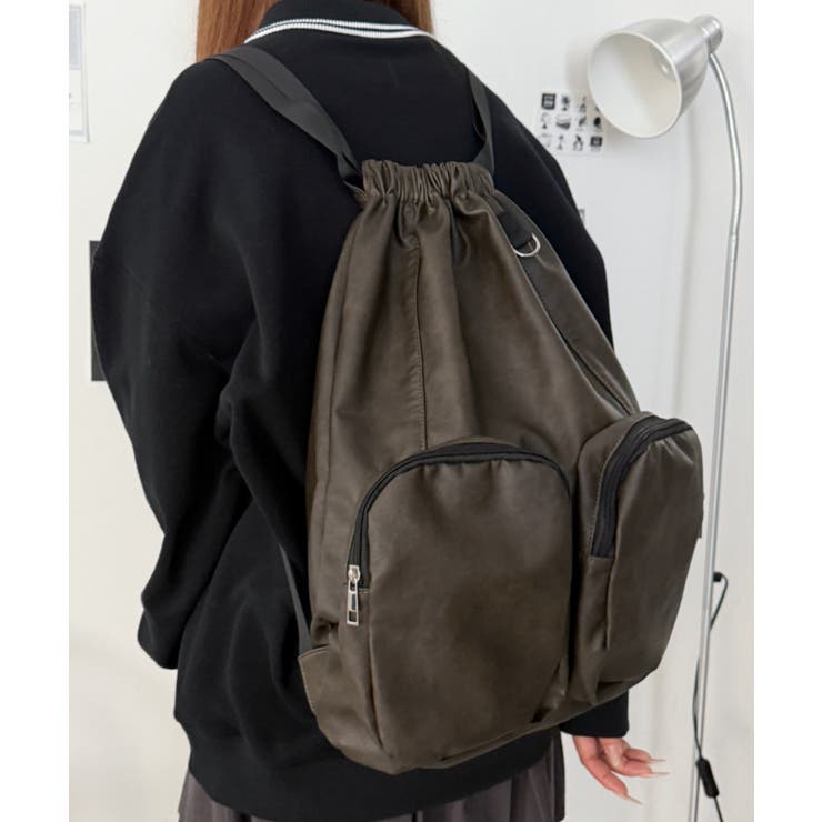 ブラウン | PUポケットデザインナップサック | WEGO【MEN】