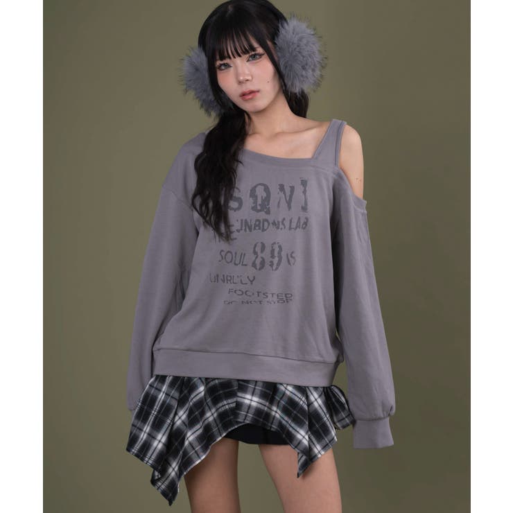チェックヘムグラフィックワンショルダー | WEGO【WOMEN】 | 詳細画像1 