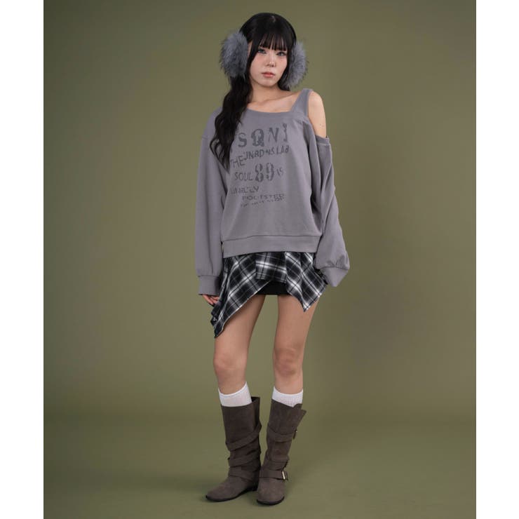 チェックヘムグラフィックワンショルダー | WEGO【WOMEN】 | 詳細画像2 