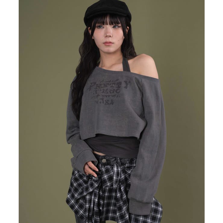 グレー | エイジドオフショルダースウェット | WEGO【WOMEN】