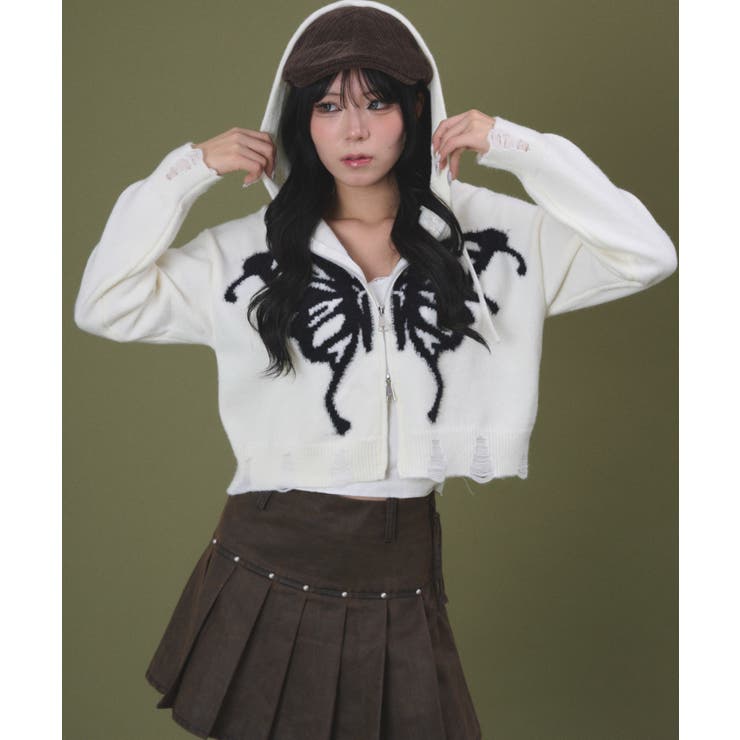 バタフライWジップニットパーカー | WEGO【WOMEN】 | 詳細画像1 
