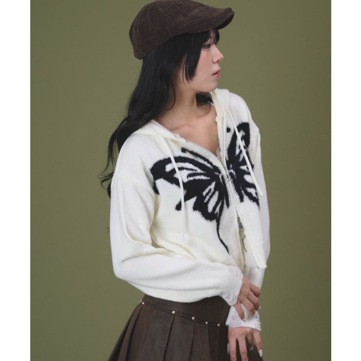 バタフライWジップニットパーカー | WEGO【WOMEN】 | 詳細画像5 