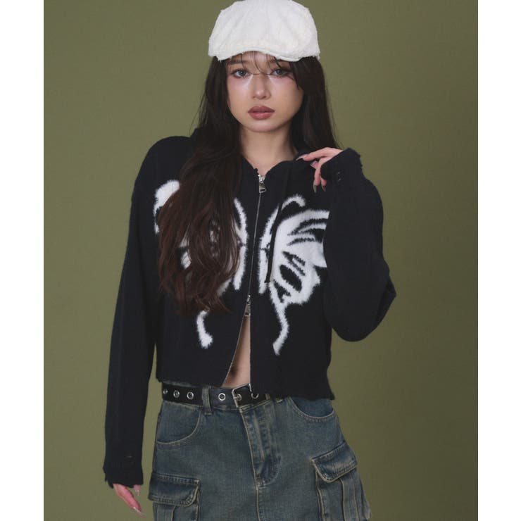 バタフライWジップニットパーカー | WEGO【WOMEN】 | 詳細画像7 