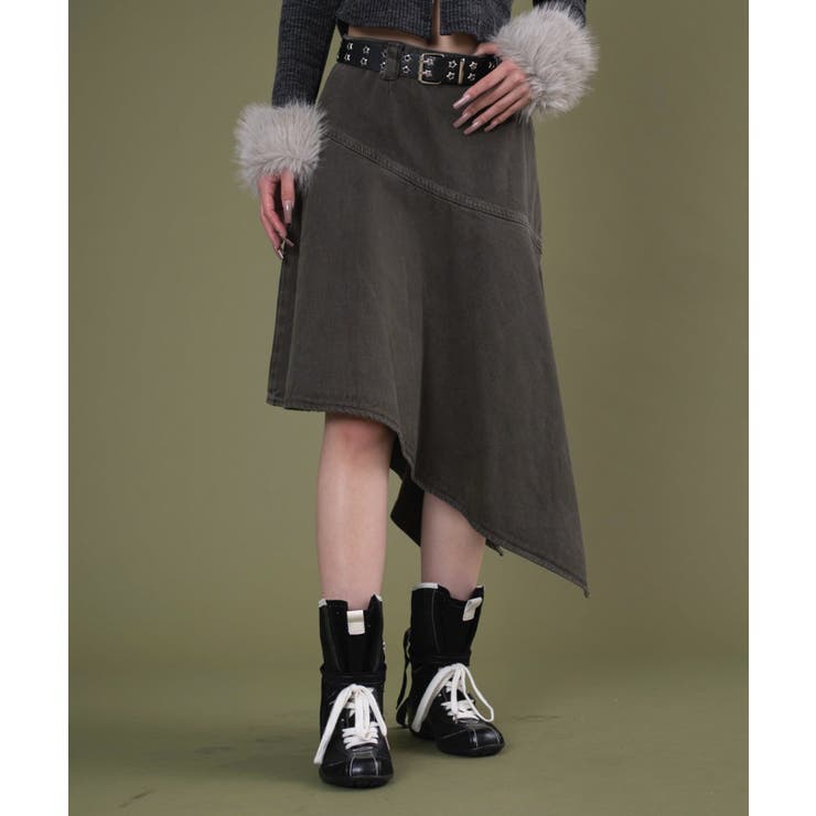 カーキ | ベルト付きヘムスカート | WEGO【WOMEN】