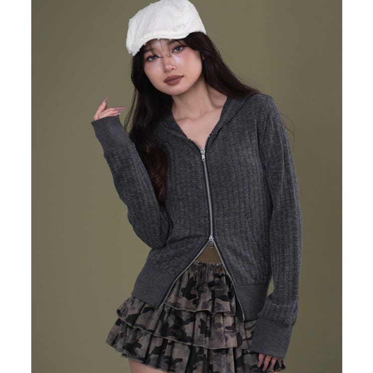 113 | フードラインストーンジップパーカー | WEGO【WOMEN】