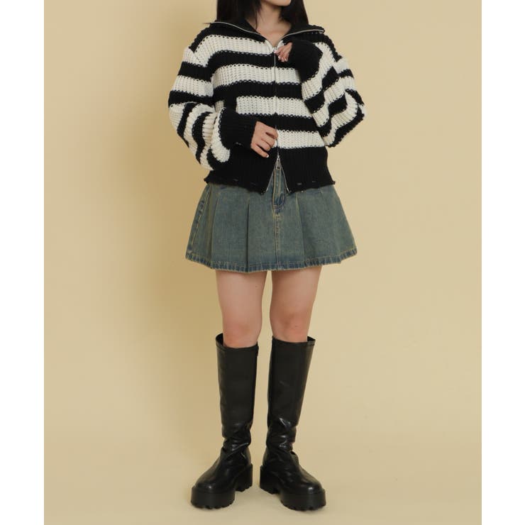 ダメージボーダーZIPニット | WEGO【WOMEN】 | 詳細画像2 