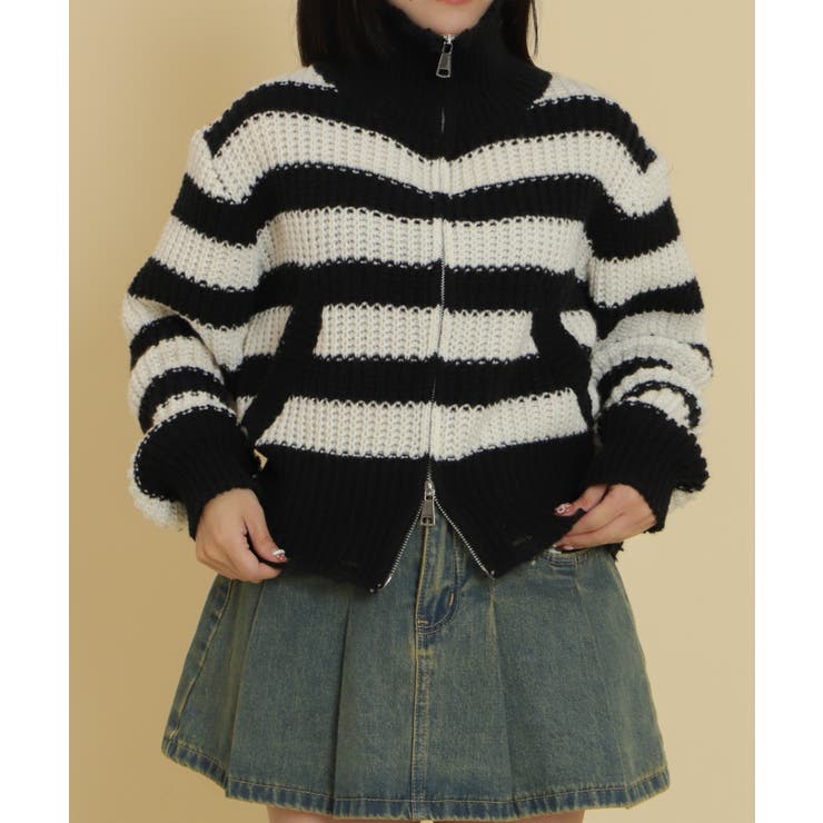 ダメージボーダーZIPニット | WEGO【WOMEN】 | 詳細画像5 