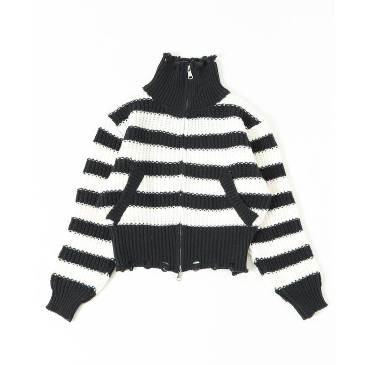 ダメージボーダーZIPニット | WEGO【WOMEN】 | 詳細画像8 